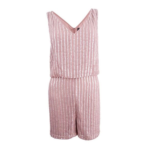Adrianna Papell Women's Sequined Romper - Rose Gold - Picture 1 of 2